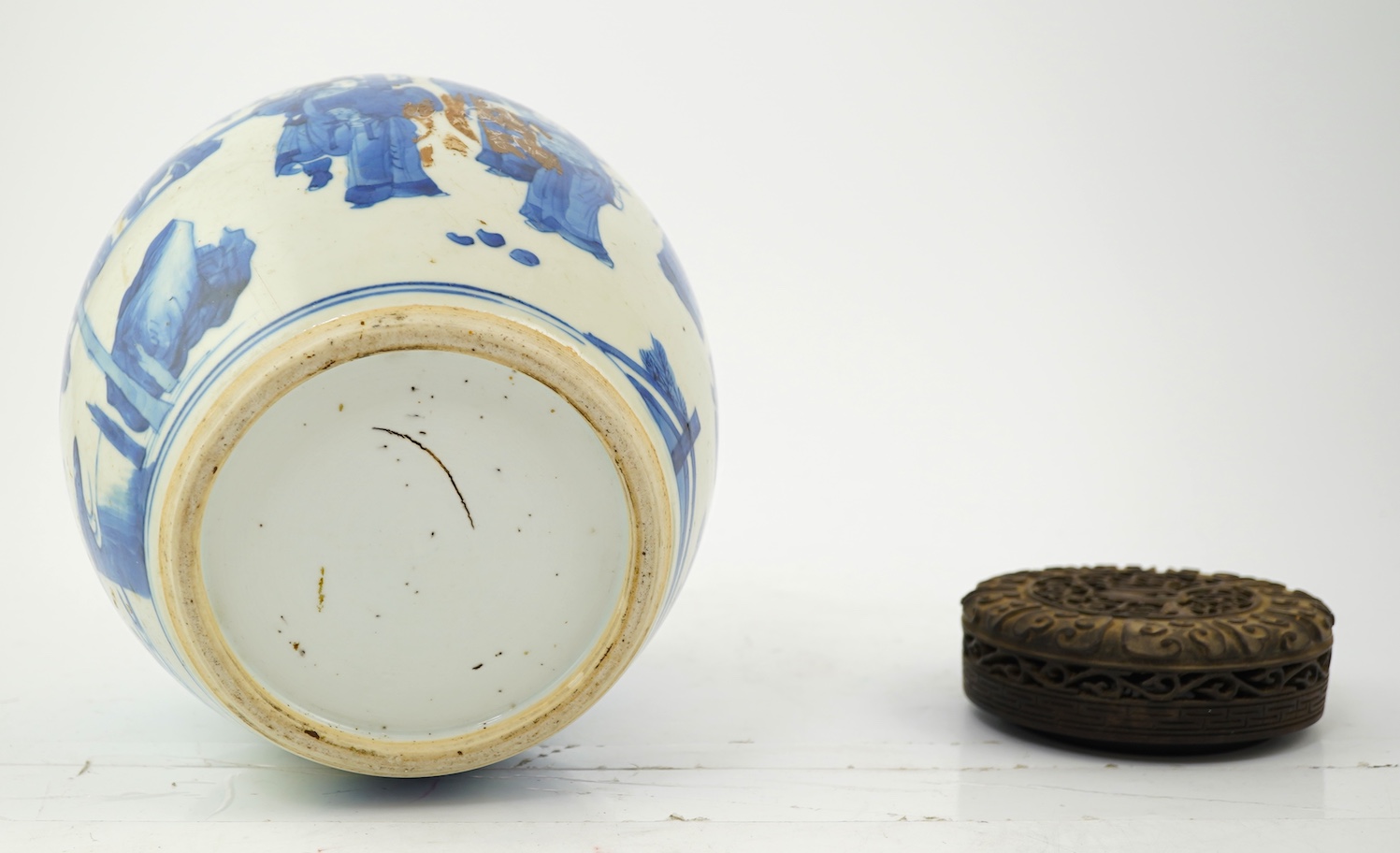 A Chinese blue and white ‘court scene’ jar, Kangxi period